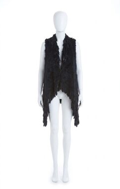 NEW LOVE TOKEN quinn fur vest in navy